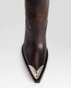 BOTA ESTILO WESTERN DE PIEL CON PUNTERA METALICA