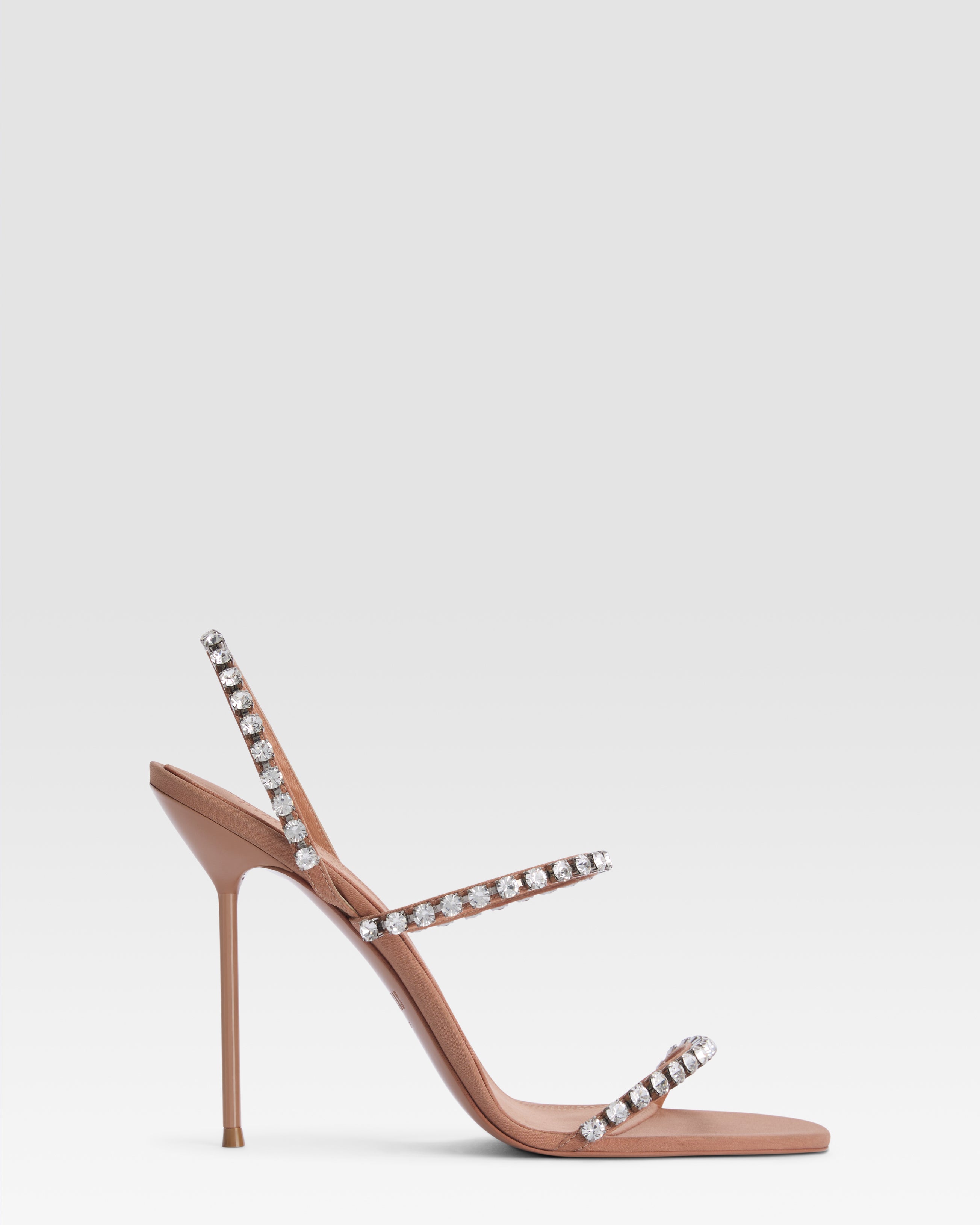 Slingback sandals in amber crepe satin with stud detailing