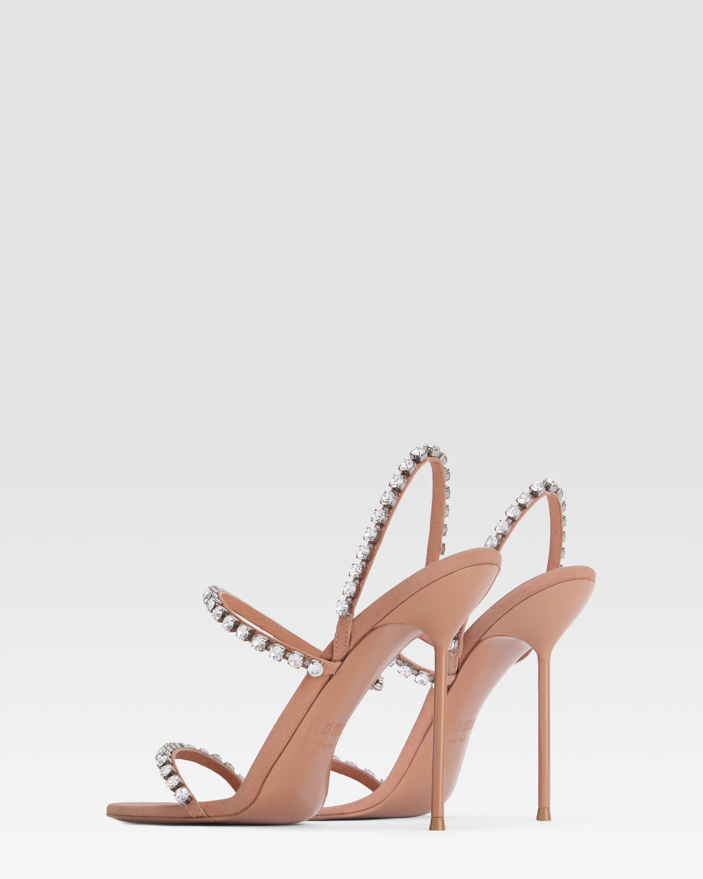 Slingback sandals in amber crepe satin with stud detailing