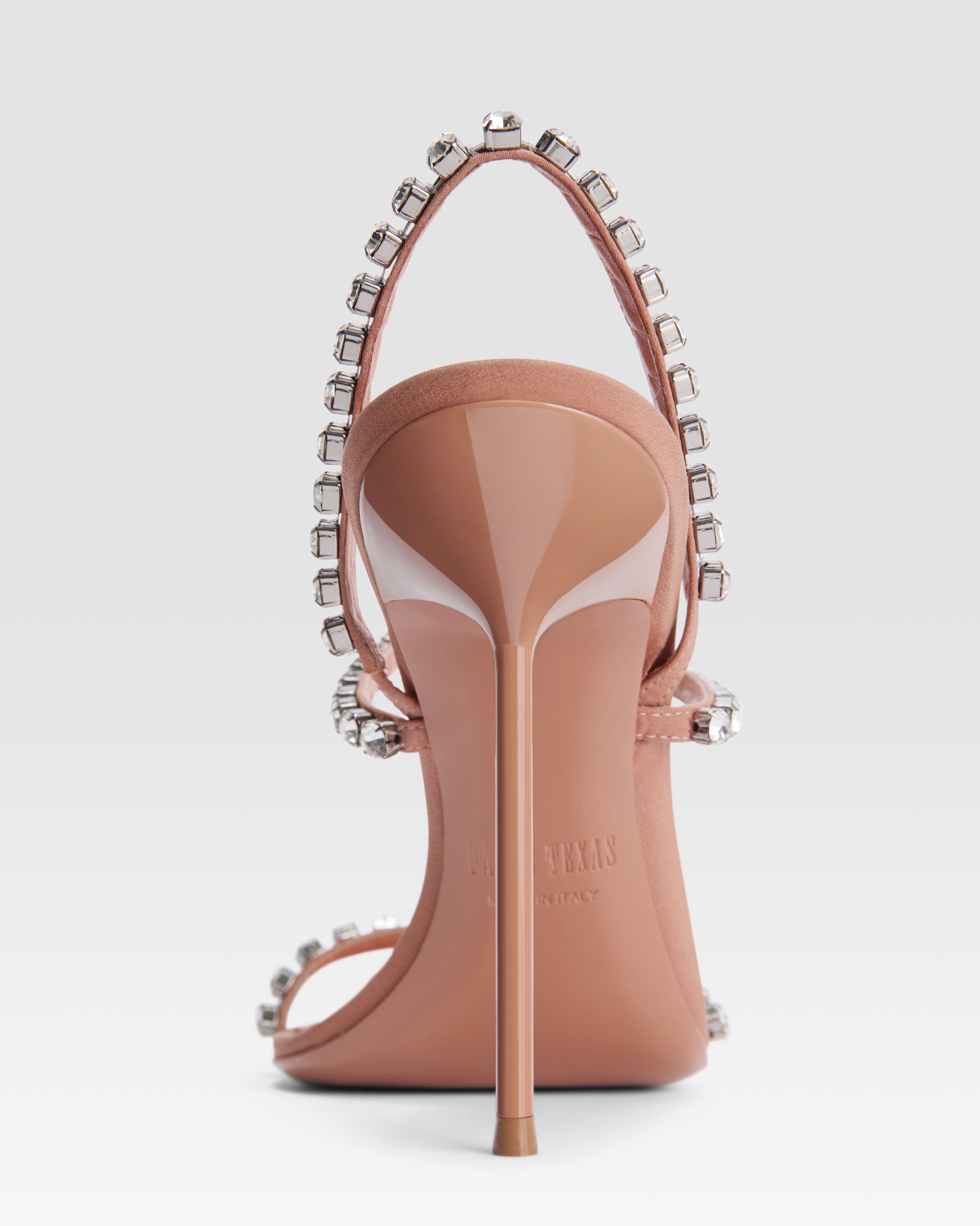 Slingback sandals in amber crepe satin with stud detailing