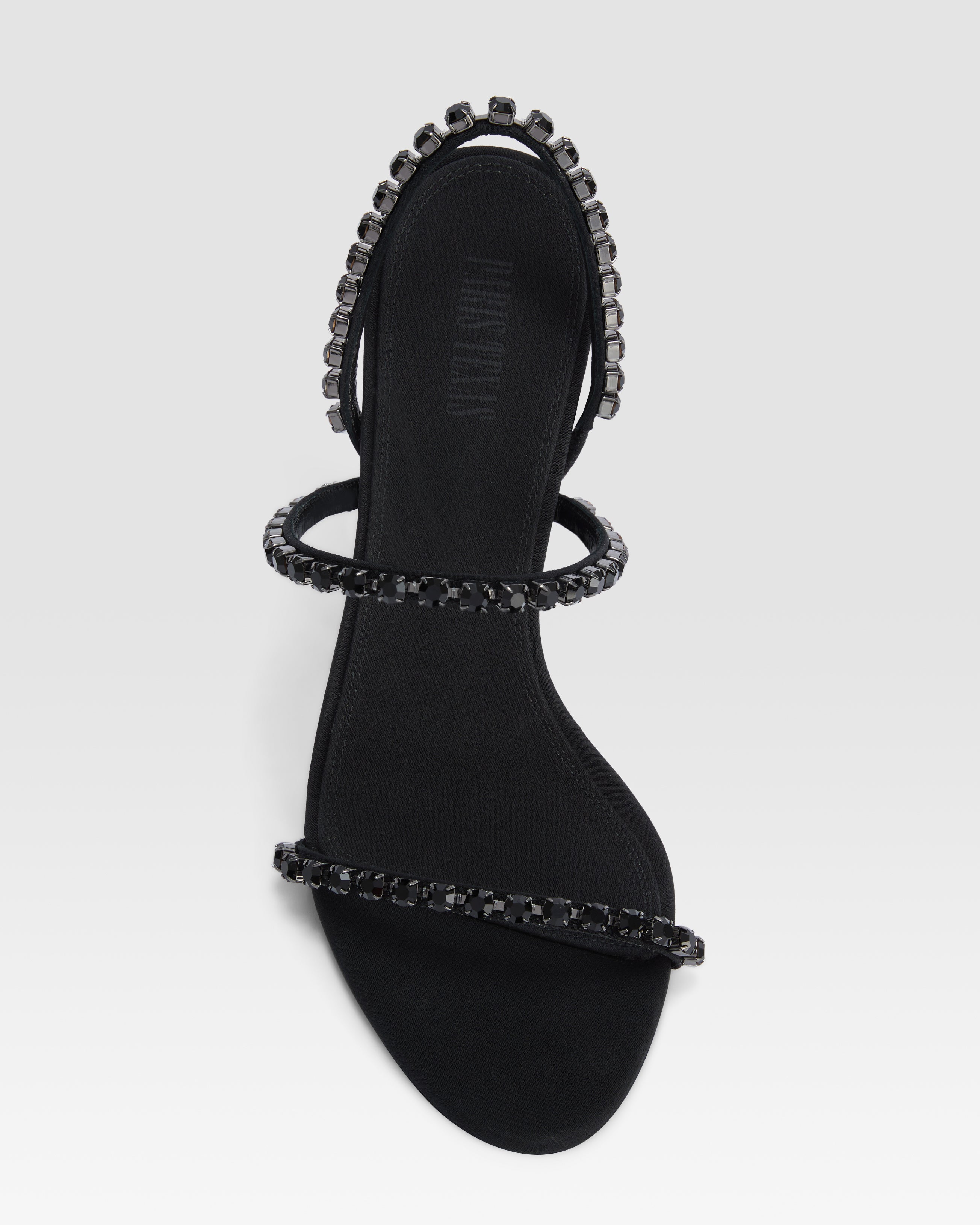Slingback sandals in black crepe satin with stud detailing