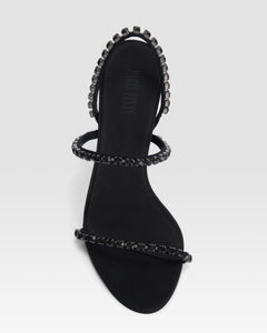 Slingback sandals in black crepe satin with stud detailing