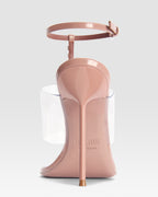 Sandali a T in vernice Texas rose con castoni ricamati