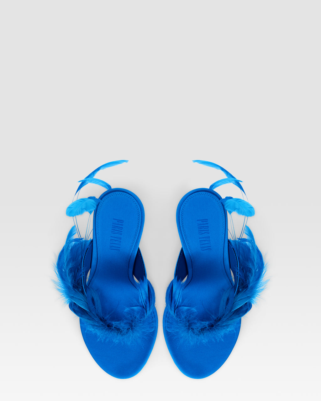 Zehensteg-Pantoletten aus turkisfarbenem Crepe Sa-tin