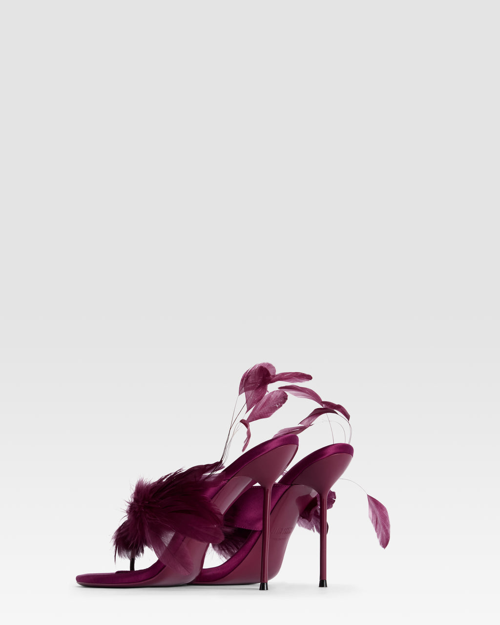 Satin-Mule mit Federn