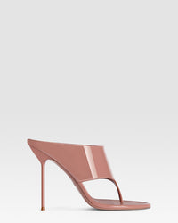 Thong mules in Texas rose patent leather — TEXAS ROSE