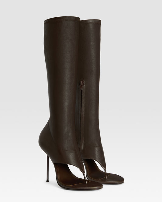 Bottes tong en cuir stretch couleur ebene