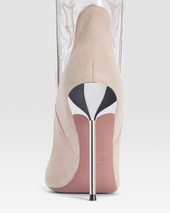 Boots in ice grey calf suede leather