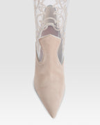 Boots in ice grey calf suede leather