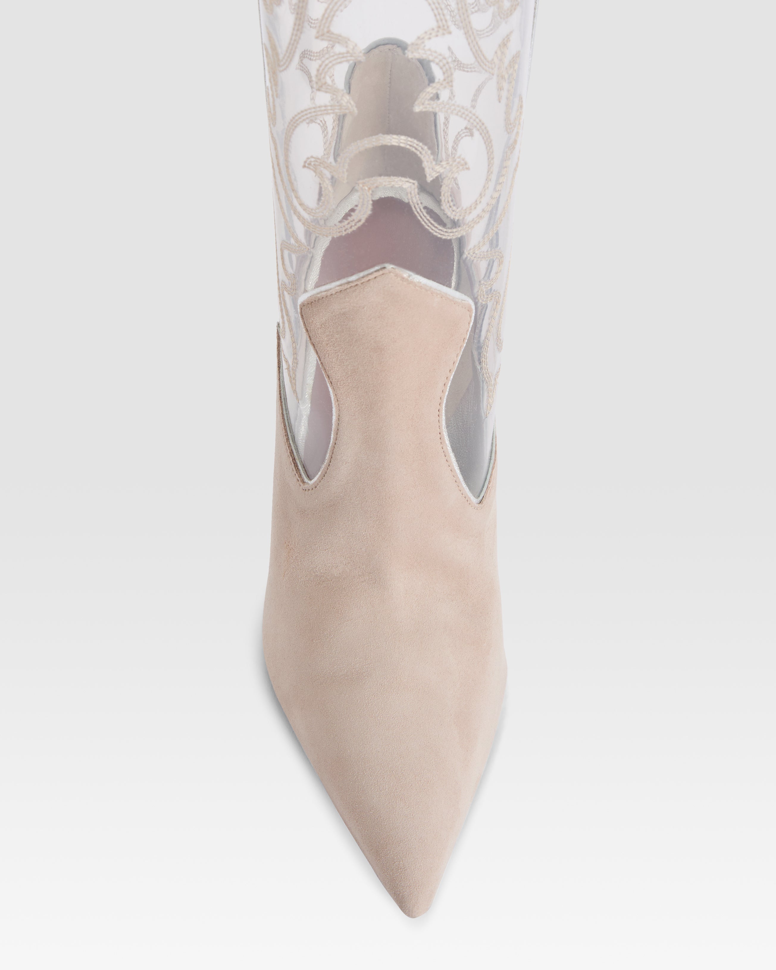 Stiefel aus eisgrauem Kalbsveloursleder