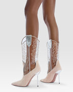 Boots in ice grey calf suede leather