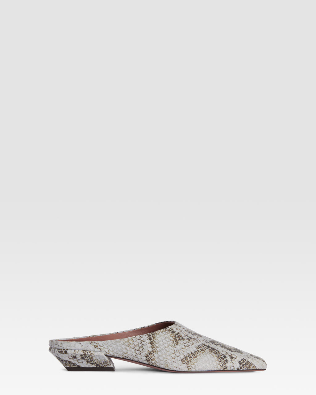 Sabots in pelle denim stampa pitone