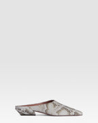 Sabots in pelle denim stampa pitone