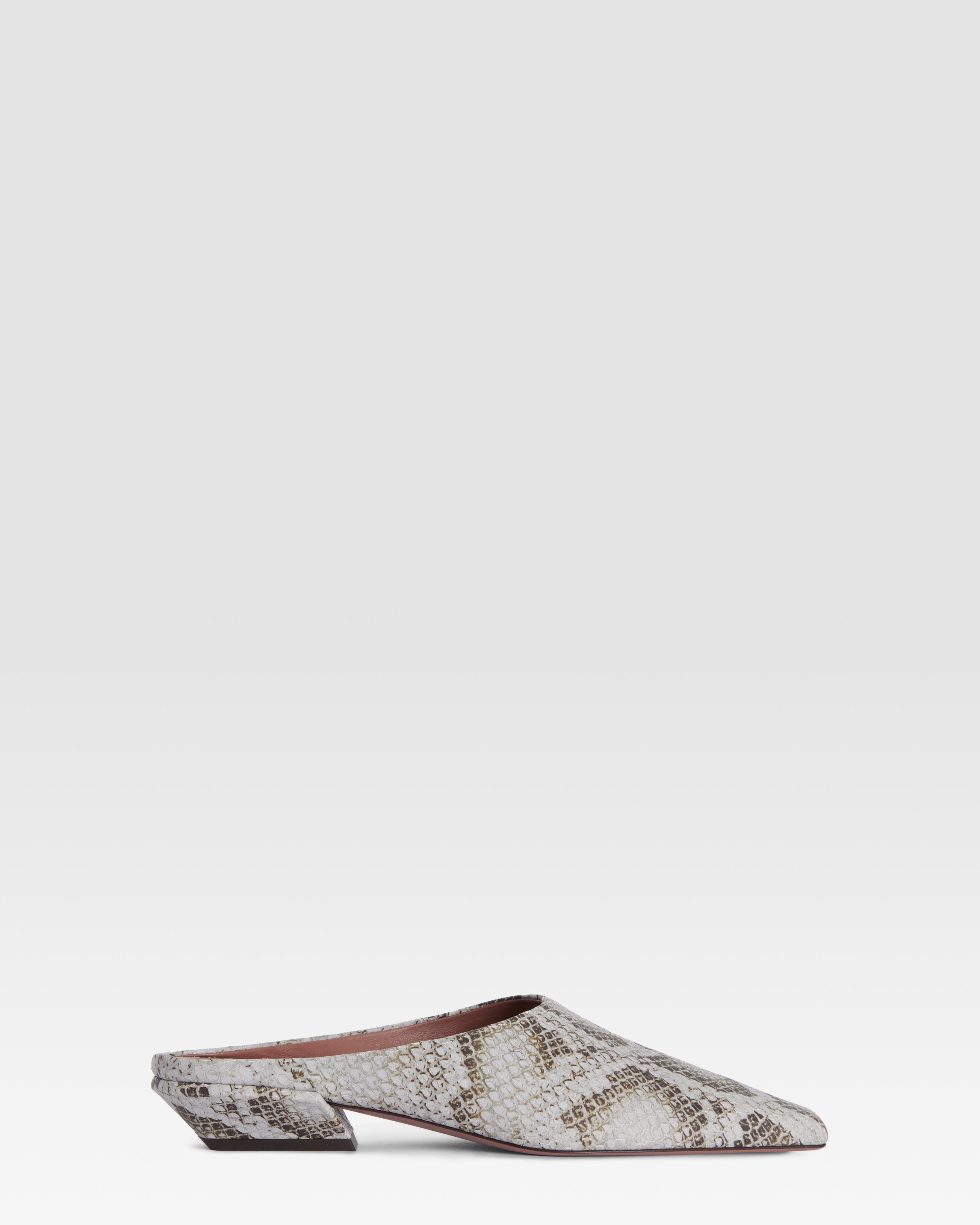 Sabots in pelle denim stampa pitone