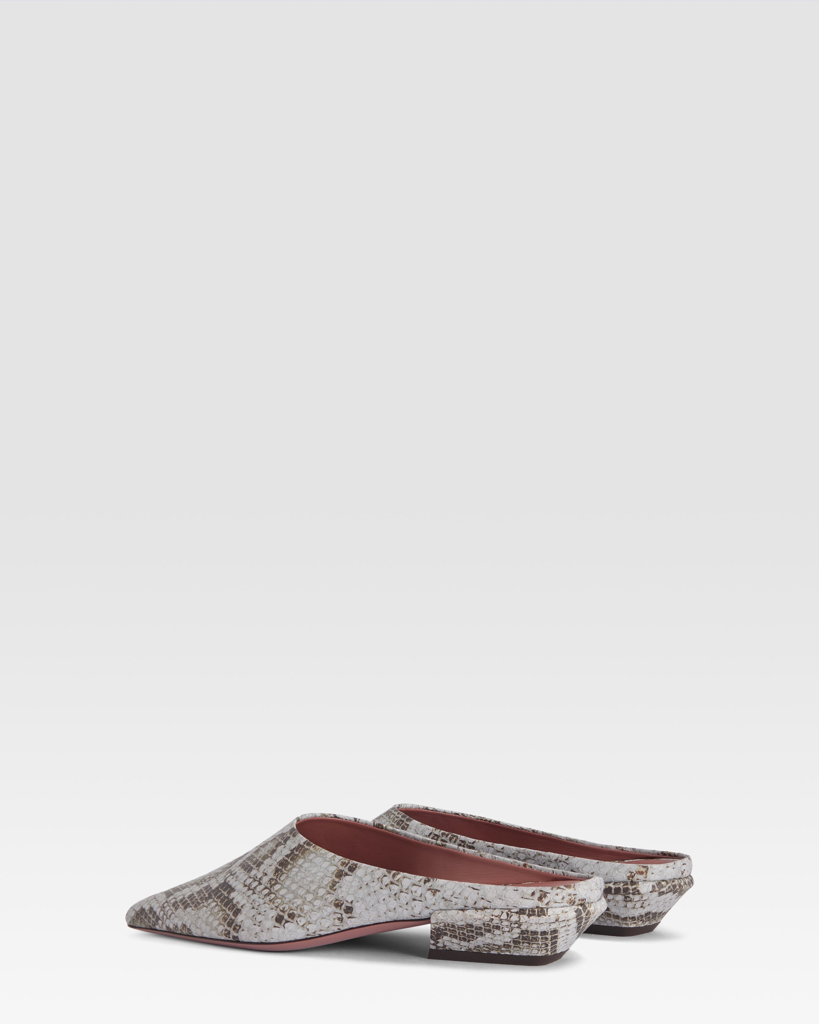 Sabots in pelle denim stampa pitone