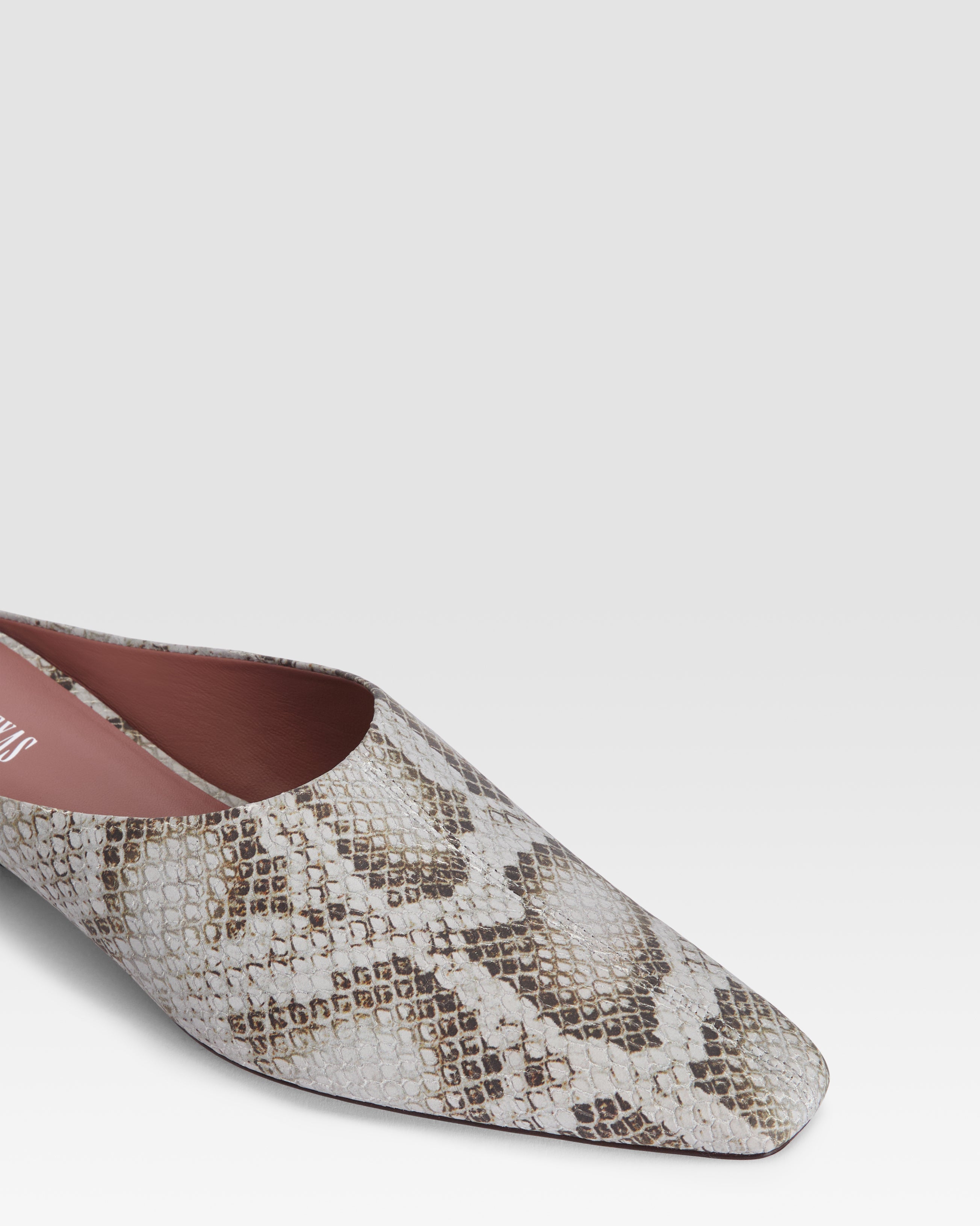 Sabots in pelle denim stampa pitone