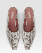 Sabots in pelle denim stampa pitone