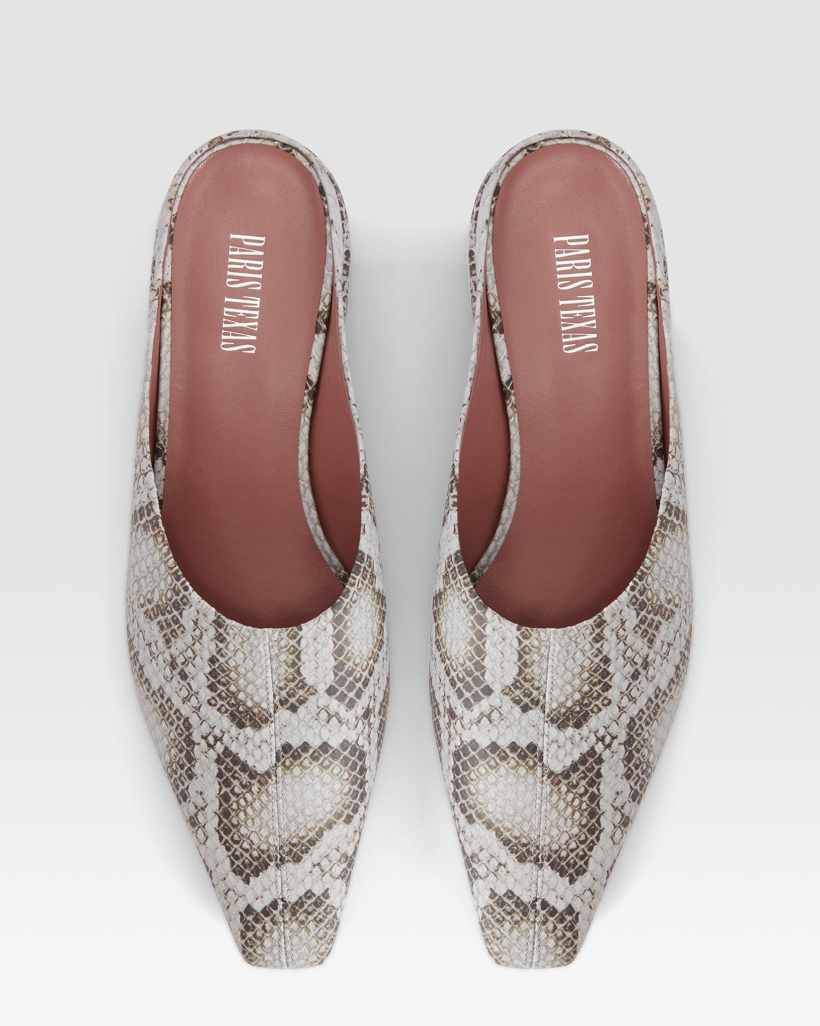 Sabots in pelle denim stampa pitone