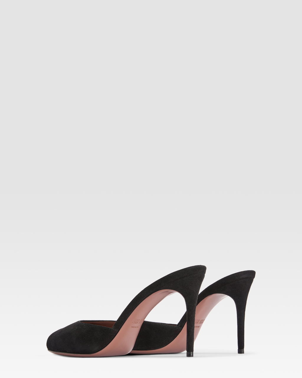 Pantoletten mit offener Spitze aus schwarzem Kalbsveloursleder