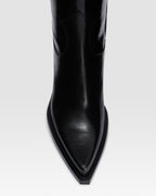 Bottes de cowboy en cuir de veau noir brillant