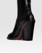 Bottes de cowboy en cuir de veau noir brillant