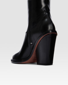 Bottes de cowboy en cuir de veau noir brillant