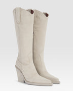 Bottes de cowboy en cuir de veau suede angora