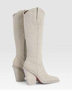 Bottes de cowboy en cuir de veau suede angora