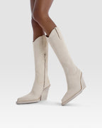Bottes de cowboy en cuir de veau suede angora