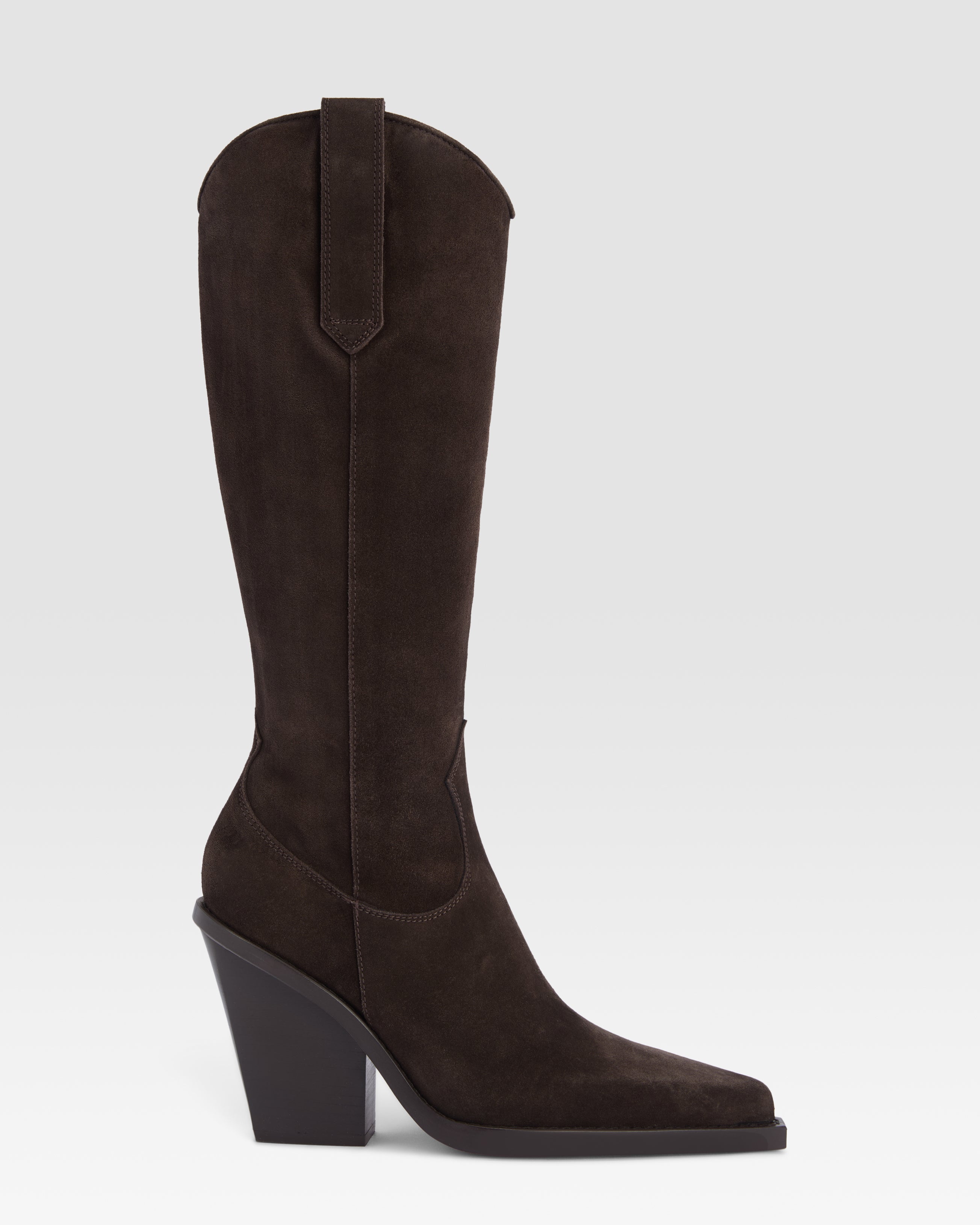 Bottes de cowboy en cuir de veau suede couleur ebene