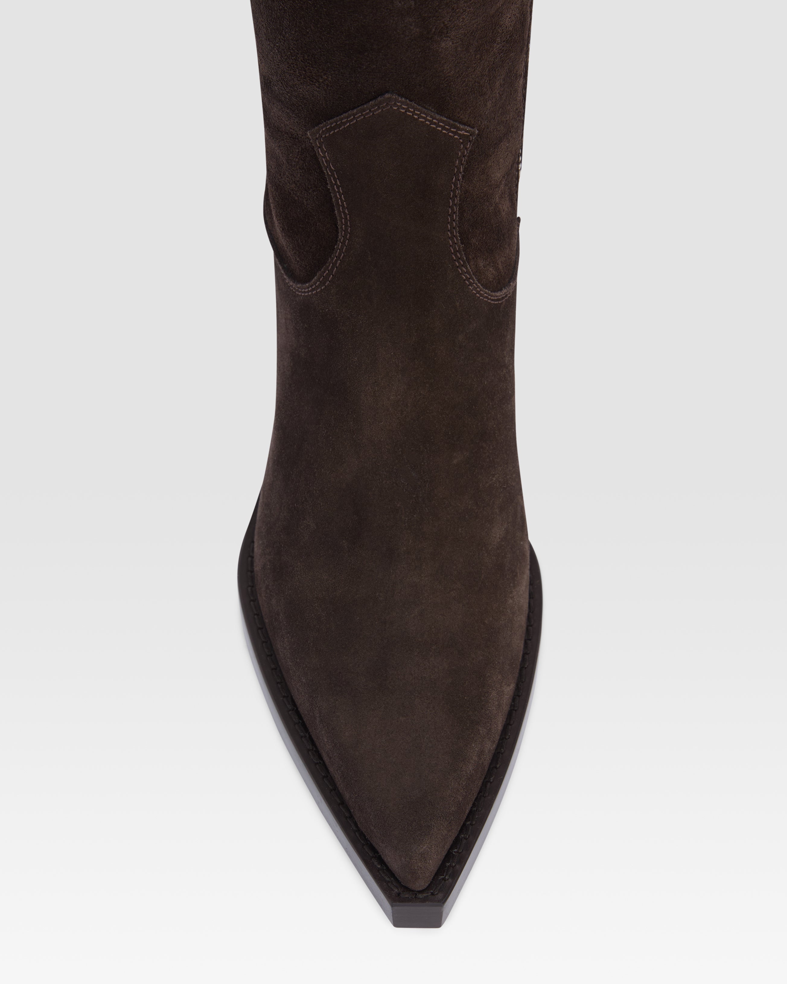 Bottes de cowboy en cuir de veau suede couleur ebene