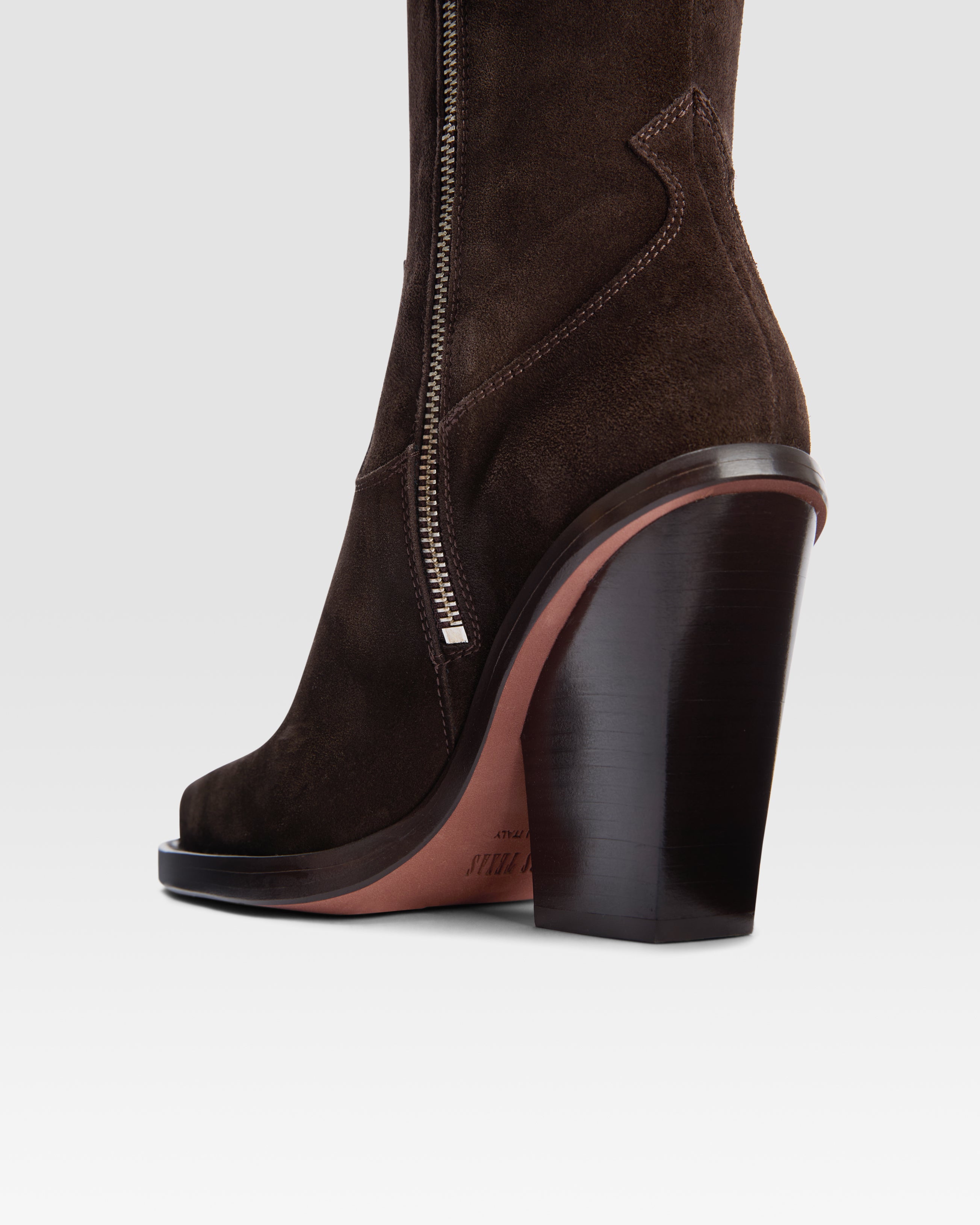 Bottes de cowboy en cuir de veau suede couleur ebene