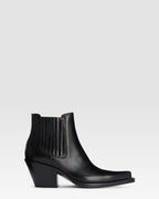 Stivaletti Texani in pelle di vitello nera lucida