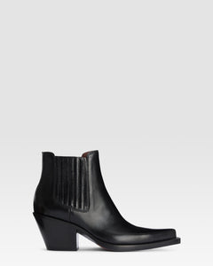 Stivaletti Texani in pelle di vitello nera lucida