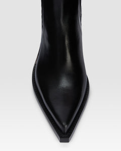 Stivaletti Texani in pelle di vitello nera lucida