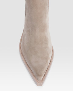 Texas-Stiefeletten aus steinfarbenem Kalbsveloursleder