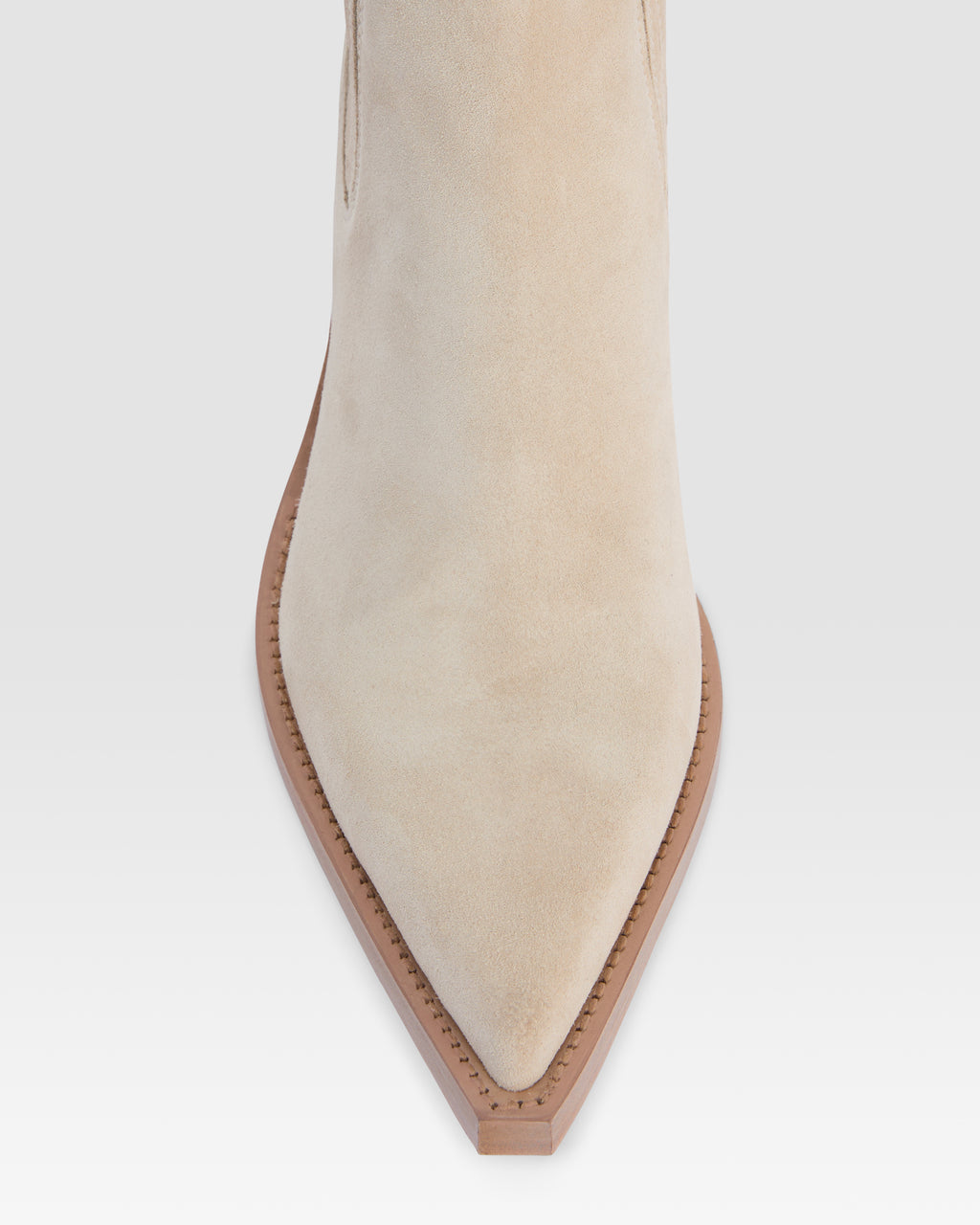 Texas-Stiefeletten aus angorafarbenem Kalbsveloursleder