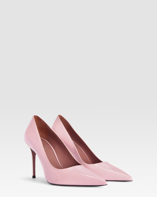 Escarpins en cuir de veau brosse rose petale