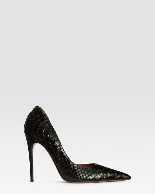 Escarpins en cuir imprime python noir