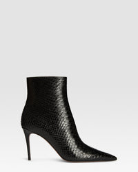 Bottines en cuir imprime python noir — NOIR