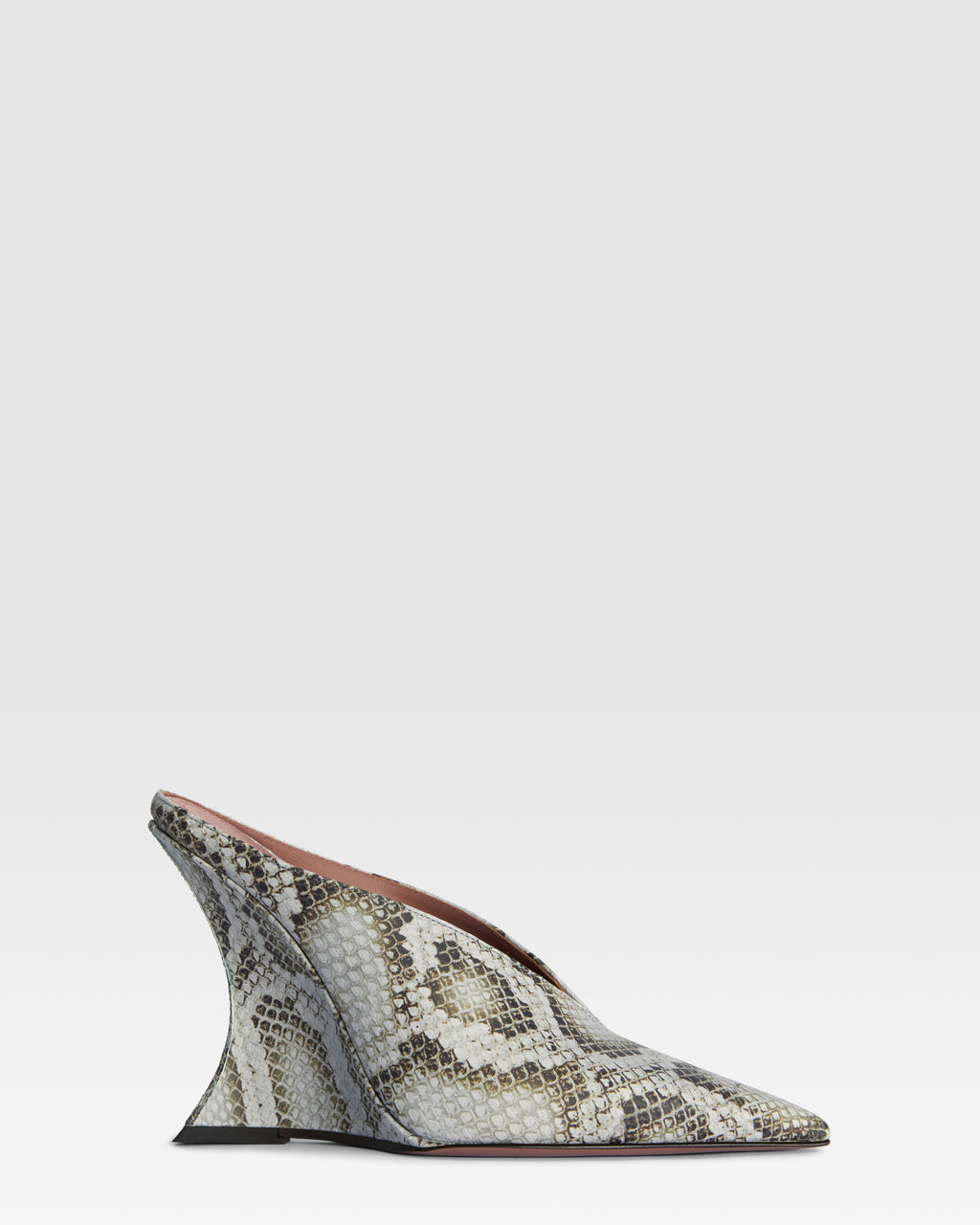Sabots en cuir imprime python couleur denim