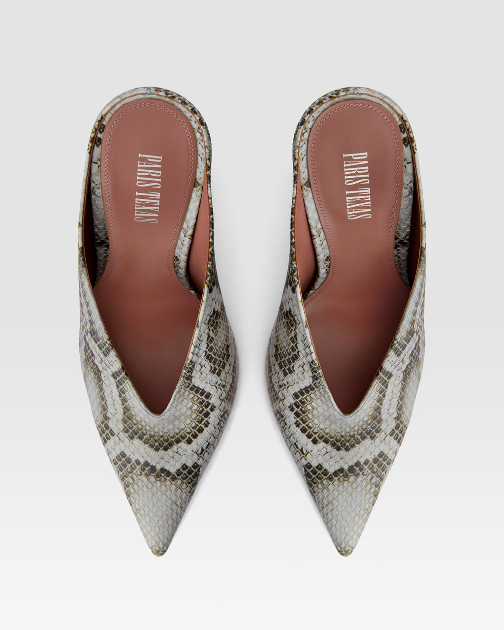 Sabots en cuir imprime python couleur denim