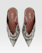 Sabots en cuir imprime python couleur denim