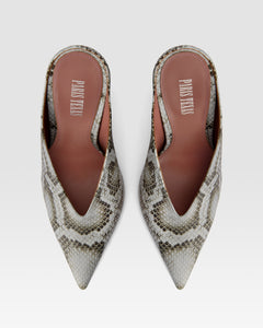 Sabots en cuir imprime python couleur denim