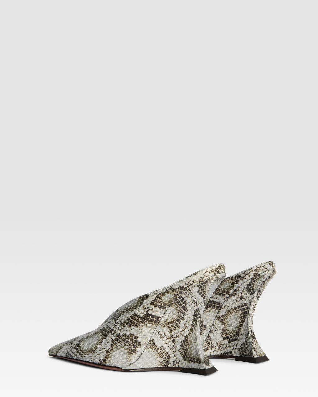 Sabots en cuir imprime python couleur denim