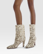 Ankle boots in natural printed python leather