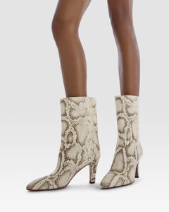 Ankle boots in natural printed python leather