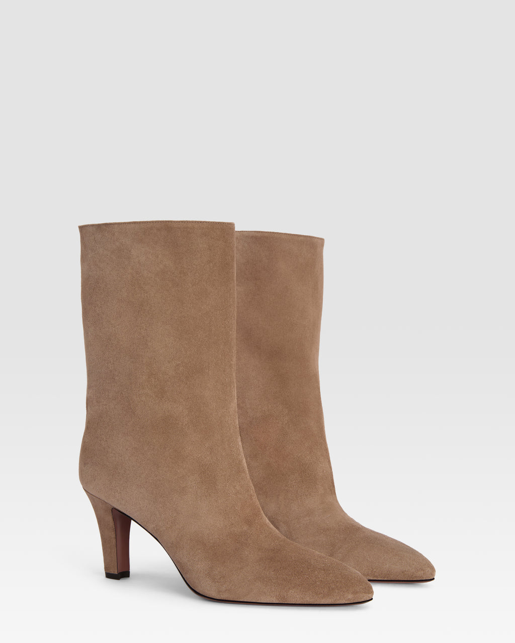 Ankle boots in taupe calf suede leather