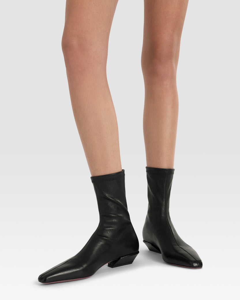 Stretch nappa leather ankle boot