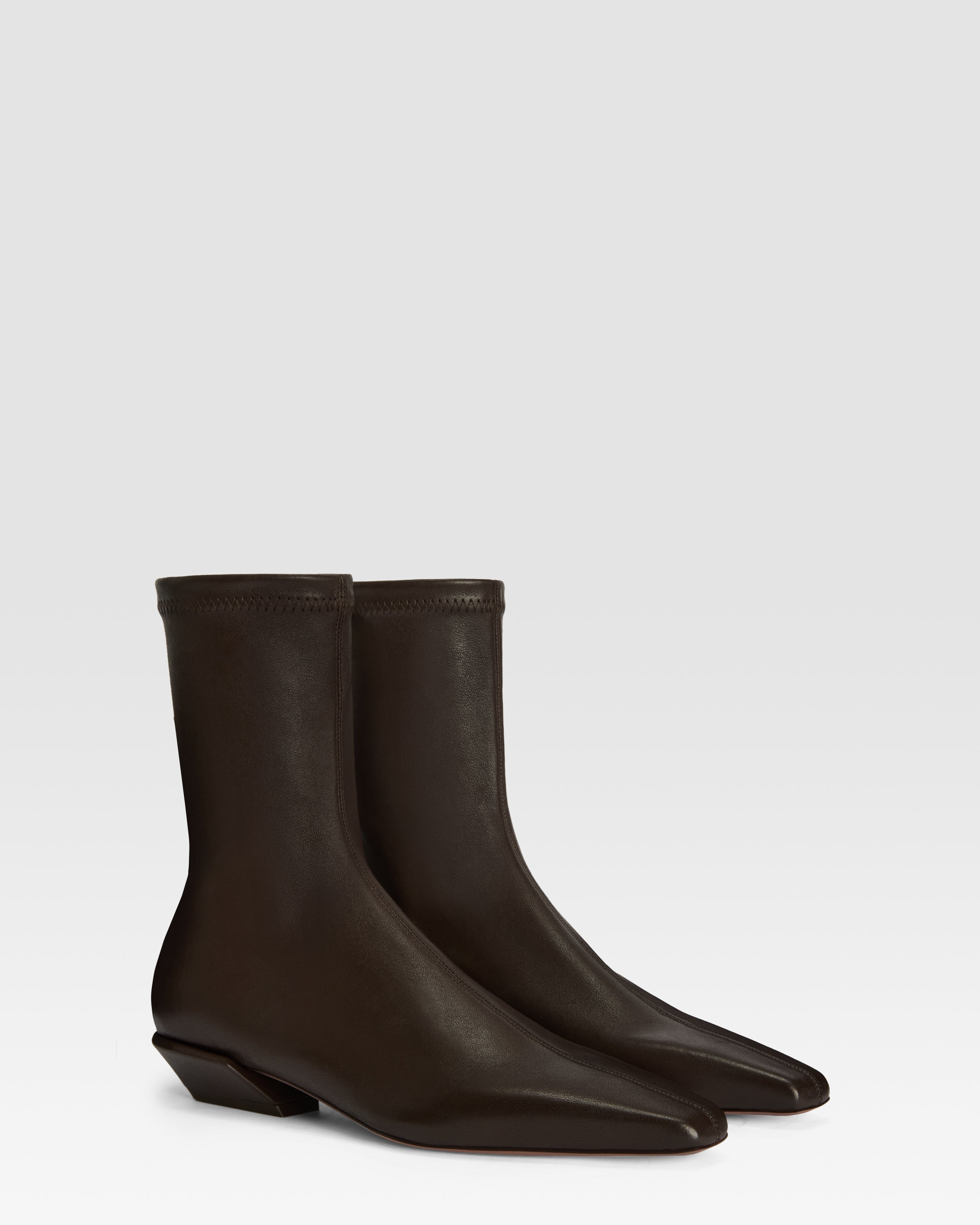Bottines en cuir stretch couleur ebene